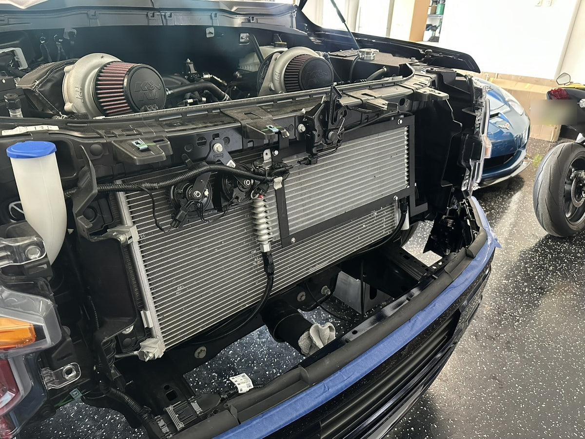 TRU Street twin turbo kit installed on F150 5.0 Coyote